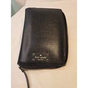 Kate Spade New York Black Wellesley Leather Zippered Organizer Planner W/papers